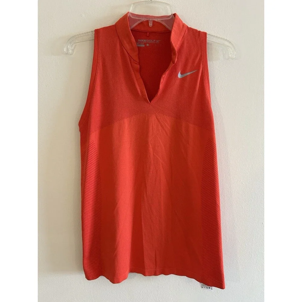 Nike Golf Womens Dri Fit Victory Polo Sleeveless Orange Size L